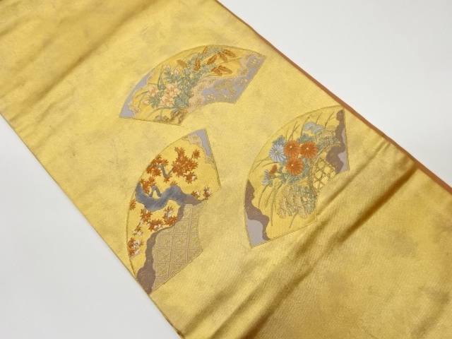 JAPANESE KIMONO / VINTAGE NAGOYA OBI / WOVEN FLOWERS & JIGAMI PATTERN
